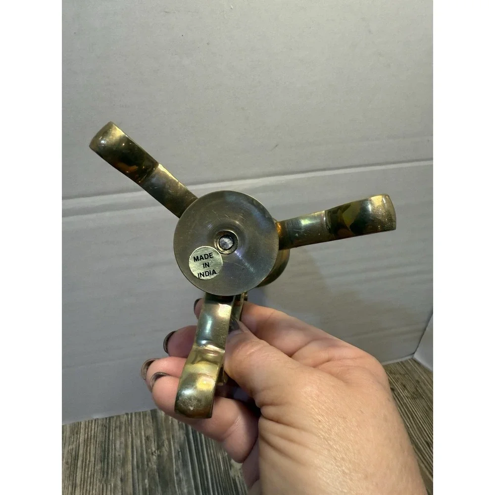 Vintage Brass Taper Candle Holder 3 Scroll Legs 6.5